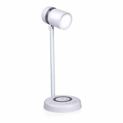 LED lamp with Speaker and Wireless Charger Grundig White Ø 12 x 34 cm Plastic 3-in-1