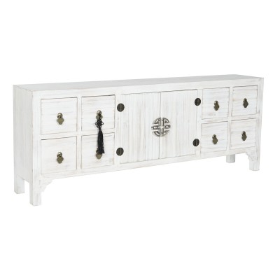 Meubles de télévision DKD Home Decor Blanc Naturel Sapin Bois MDF 130 x 24 x 51 cm