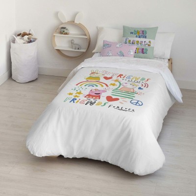 Housse de Couette Peppa Pig Together Multicouleur 175 Fils 180 x 220 cm