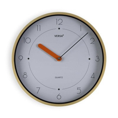 Horloge Murale Versa Blanc Marron Plastique Quartz 4 x 30 x 30 cm
