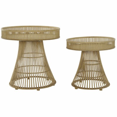 Table d'appoint DKD Home Decor Marron Naturel Bois Bambou 61,5 x 61,5 x 61 cm