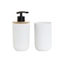 Bath Set DKD Home Decor White White/Black Metal Bamboo Stoneware Scandinavian 30 x 40 cm 8 x 8 x 18 cm (2 Units)