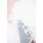 Coussin Crochetts Blanc Gris Rose Lapin 24 x 34 x 9 cm