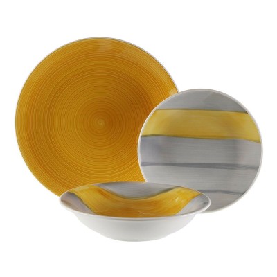 Dinnerware Set Versa Leanne Yellow Stoneware 26,5 x 26,5 cm 18 Pieces