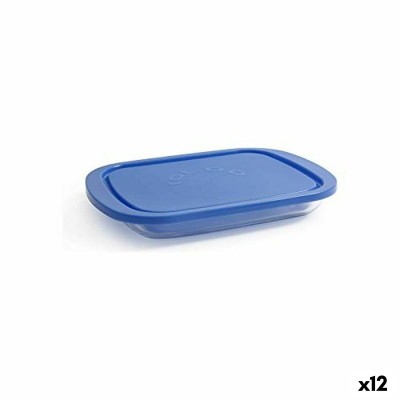 Boîte à lunch Borgonovo Igloo Bleu Rectangulaire 800 ml 26 x 18,5 x 3,4 cm (12 Unités) (26 x 18,5 x 3,4 cm)