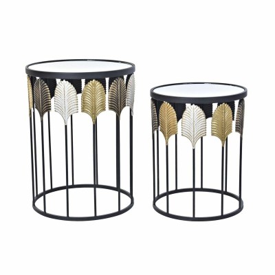 Set de 2 Tables Gigognes DKD Home Decor Noir Multicouleur 46 x 46 x 61 cm