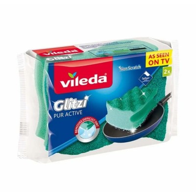 Tampon à récurer Vileda Glitzi Pur Active Vert Polyuréthane 60 x 4 x 90 cm (2 Unités)