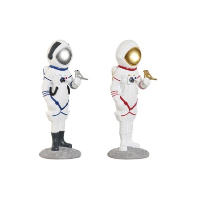 Decorative Figure Home ESPRIT Blue White Red Silver Lady Astronaut 10 x 11 x 29 cm (2 Units)