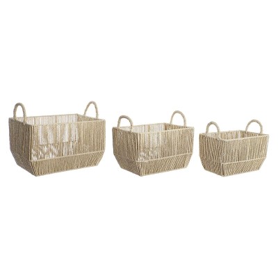 Set de basket DKD Home Decor Métal Fibre naturelle (40 x 30 x 25 cm)