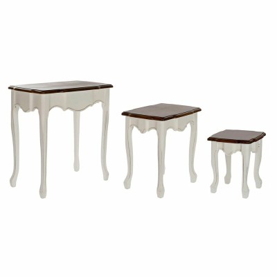 Jeu de 3 tables DKD Home Decor Blanc Marron 60 x 40 x 66 cm