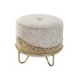 Footrest DKD Home Decor 51 x 51 x 44,5 cm Foam Beige Golden Velvet MDF Wood Ethnic 40 % Metal