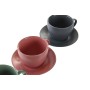 Set of 6 Cups with Plate DKD Home Decor Green Pink Dark grey Stoneware 150 ml 16 x 17 x 35 cm