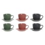 Jeu de 6 tasses avec plat DKD Home Decor Vert Rose Gris foncé Grès 150 ml 16 x 17 x 35 cm