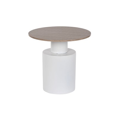 Side table Home ESPRIT White Natural Metal MDF Wood 55 x 55 x 52,5 cm