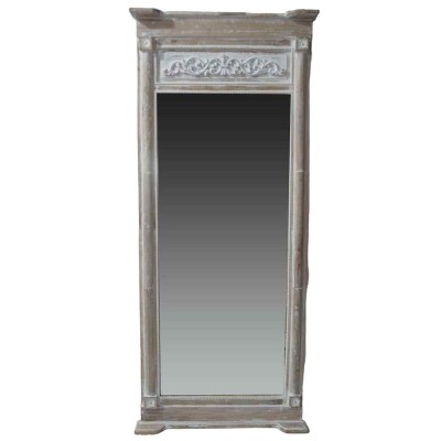 Miroir mural Home ESPRIT Blanc Naturel Bois de manguier Bois MDF Romantique 87,6 x 9,5 x 203 cm