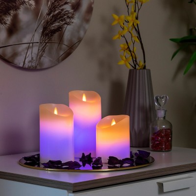 Bougies LED Multicolores Effet Flamme avec Télécommande Lendles InnovaGoods 3 Unités