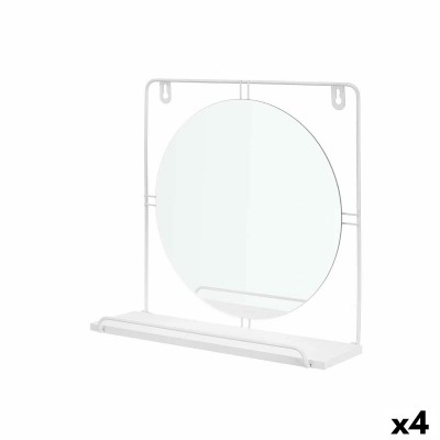 Wall mirror White Metal MDF Wood 33,7 x 30 x 10 cm (4 Units)