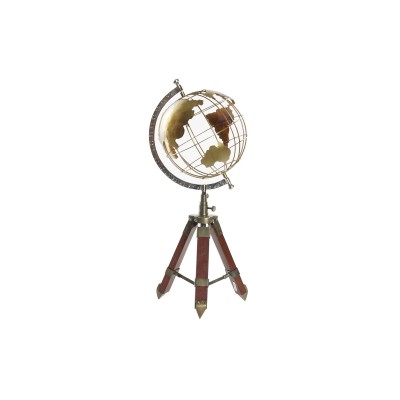 Globe terrestre DKD Home Decor Marron Doré Métal Bois de manguier 20 x 20 x 50 cm