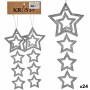 Christmas Decorations Set Silver Plastic Glitter Star 19 x 0,2 x 23 cm (24 Units)