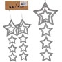 Christmas Decorations Set Silver Plastic Glitter Star 19 x 0,2 x 23 cm (24 Units)