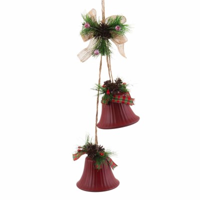 Décorations de Noël Rouge Multicouleur Métal Plastique Fibre Cloches 14 x 9 x 47 cm