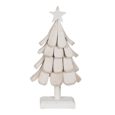 Sapin de Noël Blanc Bois de paulownia Arbre 31 x 25 x 60 cm