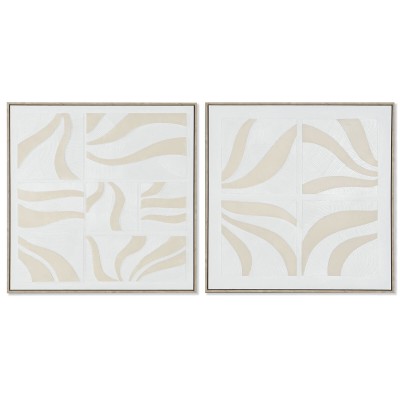 Painting Home ESPRIT White Beige Abstract Scandinavian 83 x 4,5 x 83 cm (2 Units)