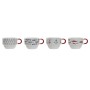 Piece Coffee Cup Set DKD Home Decor Red Multicolour Metal Stoneware Mediterranean 190 ml 4 Pieces