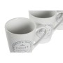 Lot de tasses avec soucoupes DKD Home Decor Blanc Métal Grès 300 ml 14 x 14 x 31 cm 12,5 x 9,5 x 10,5 cm (5 Pièces)