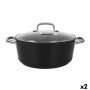 Casserole with glass lid Quttin Spiral Ø 28 cm Toughened aluminium (2 Units)