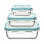 Set of 3 lunch boxes 5five Simply Smart Blue Transparent Crystal 300 ml 690 ml 1000 L 800 g