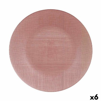 Assiette plate Rose verre (32,5 x 2 x 32,5 cm) (6 Unités)