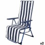 Chaise longue Aktive Blanc Blue marine Inclinable A rayures 147 x 70 x 48 cm (2 Unités)