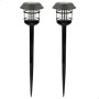 Set of solar garden lights Aktive 2 Pieces Stainless steel Plastic 13 x 55 x 13 cm (4 Units)