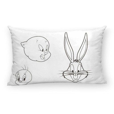 Taie d'oreiller Looney Tunes Blanc Noir Multicouleur 175 Fils 50x80cm 50 x 80 cm 100 % coton