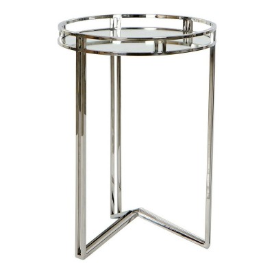 Table d'appoint DKD Home Decor Verre Acier Argenté (42 x 42 x 61 cm)