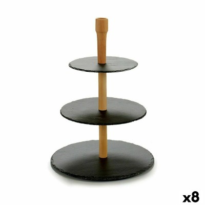 Etagère Rond 30 x 40 cm Noir Bois Ardoise (8 Unités)