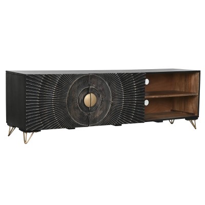 TV furniture Home ESPRIT Black Metal Mango wood 160 x 40 x 50 cm