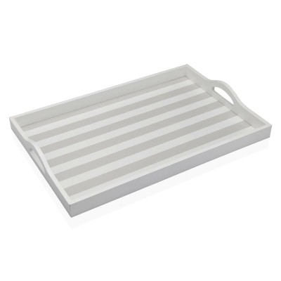 Tray Versa Grey MDF Wood 30 x 5 x 45 cm Stripes