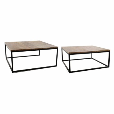 Jeu de 2 tables DKD Home Decor Marron Noir 90 x 90 x 40 cm