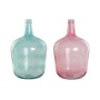 Vase DKD Home Decor Green Pink Tempered Glass 25 x 25 x 40 cm (2 Units)