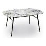 Side table White Black Metal Tempered Glass 90 x 76,5 x 160 cm