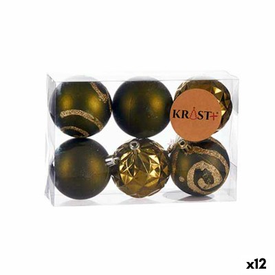 Lot de boules de Noël Vert Plastique Ø 6 cm (12 Unités)