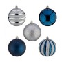 Set of Christmas balls Blue Silver PVC Ø 8 cm (4 Units)