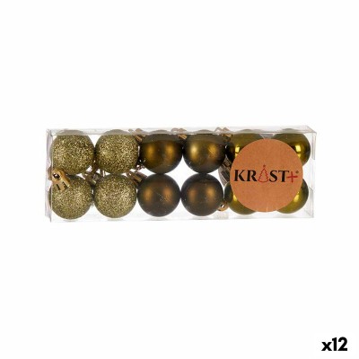 Lot de boules de Noël 3 x 4 x 3 cm Vert Plastique (12 Unités)