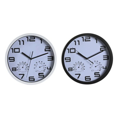 Horloge Murale DKD Home Decor 25,5 x 4 x 25,5 cm Noir Blanc polystyrène (2 Unités)