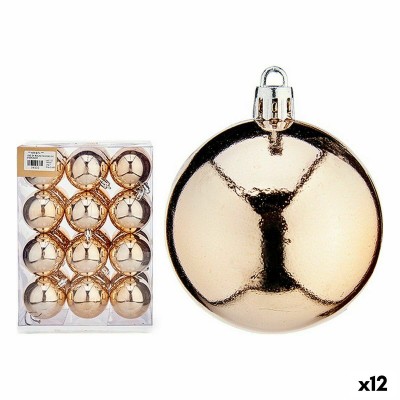 Lot de boules de Noël champagne PVC 6 x 7 x 6 cm (12 Unités)