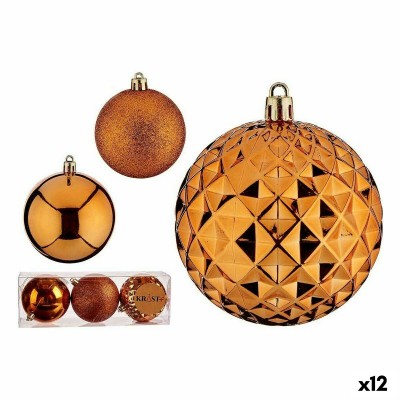 Lot de boules de Noël Orange PVC Ø 8 cm (12 Unités)