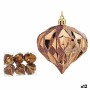 Lot de boules de Noël Diamant Marron Plastique 8 x 9 x 8 cm (12 Unités)