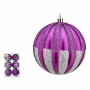 Set of Christmas balls 10 cm Purple Silver PVC (6 Units)